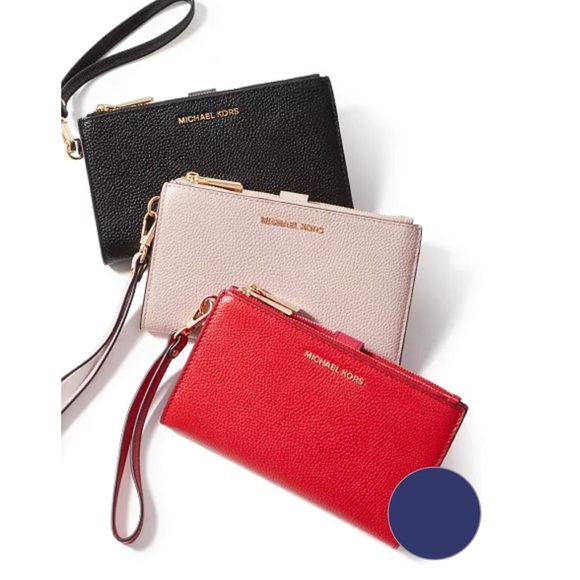 Auth Used MK Adele Double-Zip Pebble Leather Phone Walllet/Wristlet (Blue) - Picture 9 of 9